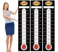 Gersoniel 3 Piece Dry Erase Goal Thermometer Chart - 11 x 46.5 Fundraising Tracker Wall Poster Vinyl Sticker for Home School Office (Black)