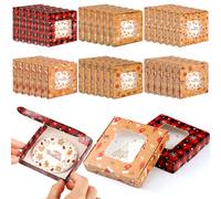 Gersoniel 30 Pcs Christmas Sublimation Ornaments Gift Boxes 3.54"x3.54"x0.7" Christmas Packaging Boxes with Window Personalized Sublimation Ceramic Discs Gift Wrapping for Festivals Holidays Xmas