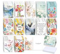 Gersoniel 36 Pcs Religious Thinking of You Cards Bulk with Envelopes with Water Glue Scripture Verses Christian Greeting Cards Faith Based Inspirational Boxed Assortment Gift(Blessing)