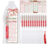 Gersoniel 36pcs/12sets Christian Christmas Gift for Women Bulk Religious Church Party Favor Jesus is The Reason for The Season Bible Verse Bookmark Ballpoint Christian Pen for Woman Xmas Favor