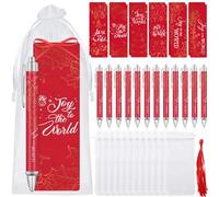 Gersoniel 36pcs/12sets Christian Christmas Gift for Women Bulk Religious Church Party Favor Joy to The World Bible Verse Bookmark Ballpoint Christian Pen for Woman Xmas Favor