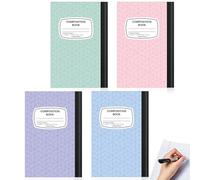 Gersoniel 4 Pcs Small Left Handed Composition Notebooks A5 Marble College Ruled Composition Notebooks 8.3"x 5.83" Journal for Lefties Writers Students Writing Gift, 60 Pages (Light Colors)