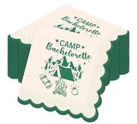 Gersoniel 50Pcs Gingham Camp Napkins 3-ply Camp Bachelorette Party Paper Napkin Camping Luncheon Napkins Scalloped Disposable Green Hand Towels for Wedding Bridal Shower Birthday Party Supplies