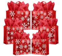Gersoniel 6 Pcs Giant Christmas Gift Bags with Tissue Paper, Simple Style | 20''16''12'', Extra Large Non Woven Christmas Goodie Bag, Reusable Tote Bags, Winter Xmas Party Supplies