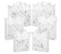 Gersoniel 6 Pcs Giant Gift Bags for Christmas &Tissue Paper, Classic Style | 20''16''12'', Extra Large Non Woven Christmas Goodie Bag, Reusable Tote Bags, Winter Xmas Party Supplies