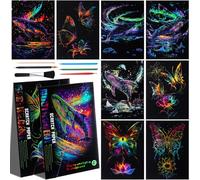 Gersoniel 8 Pack Dark Scratch Glow Art Adults Butterfly,Whale