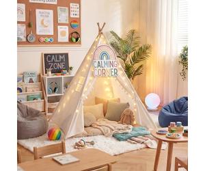 Gersoniel Calm Down Corner Tent with Rainbow Stand, 63 Inch Emotional Regulation Soft Tent with 15.7 Inch Rainbow Stand for Sensory, Therapy Calming Space