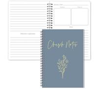 Gersoniel Church Notes Journal Sermon & Podcast Christian Notebook Guided Journal to Write Key Points, Bible Verses, Notes, and Application for Men and Women Gift Idea (Misty Blue)