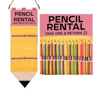 Gersoniel Classic Yellow Pencil Parking Pocket for Classroom Pencil Rental Hanger Numbered Pencils Hanging Chart Organizer Pencils Dispenser Chart for Back to School New Year Teacher Must Have