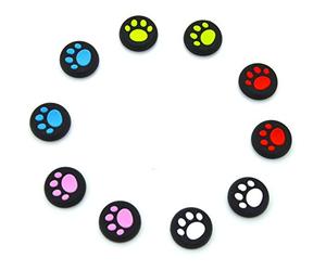 GerTong 5 Pairs Replacement Cat Pad Style Silicone Analog Controller Joystick Thumb Stick Grip Cap Cover for Sony PlayStation 4 Controller