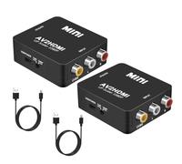 GERUI 2 PCS RCA to HDMI Converter,AV to HDMI Converter,1080P to HDMI CVBS AV Composite VideoAudio Adapter,for PC Laptop MiniXbox PS2 PS3 TV STB VHS VCR Camera DVD,Converter with USB Power