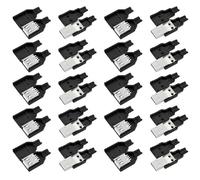 GERUI 20 Pieces Soldering USB Type A Male, USB 2.0 Type A Male Assortment, USB 2.0 Type A Male USB 4 Pin Male Female, Adapter & Female with Plastic Housing (Black + Silver)