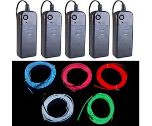 GERUI 2M Neon Light Wire 5 Colors for Halloween Decoration DIY Costume Atmosphere Light Strip Interior Modification Atmosphere Light Strip White Pink Red Green Blue