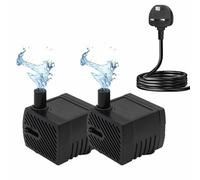 GERUI 2Pcs Small Water Feature Pump, Small Submersible Water Pump 160L/H, 2.5W, Maximum Height of 0.45 m, Adjustable Ultra Silent Water Pump for Fish Tank, Pond, Pet Fountain, Aquarium, Hydroponics