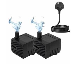 GERUI 2Pcs Small Water Feature Pump, Small Submersible Water Pump 160L/H, 2.5W, Maximum Height of 0.45 m, Adjustable Ultra Silent Water Pump for Fish Tank, Pond, Pet Fountain, Aquarium, Hydroponics