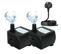 GERUI 2Pcs Small Water Feature Pump, Small Submersible Water Pump 180L/H, 3W, Maximum Height of 0.55 m, Adjustable Ultra Silent for Fish Tank, Pond, Pet Fountain, Aquarium, Hydroponics