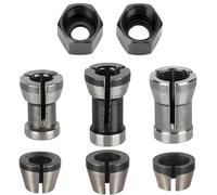 GERUI 8pcs Router Collet Chuck Set, High Precision Steel Collet Chuck for Woodworking and Engraving Machines, 6 Clamping Adapters (6mm, 6.35mm, 8mm) + 2 Nuts for Engraving Machine