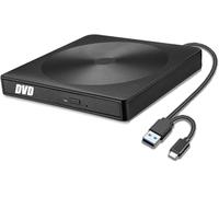 GERUI External DVD Drive, CD DVD Burner Player USB 3.0 Type-C Writer DVD/CD +/-RW CD Drive for PC Laptop Desktop with Mac/OS//Linux/Win11/Win10/Win8/XP