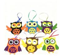 GERUI Pack of 12 Owl Craft Sets for Children, Autumn Creative Sets, Seasonal Creative Sets, Craft Supplies, Creative Crafts, Craft with Foam Rubber Stickers, Accessories, Autumn Decoration