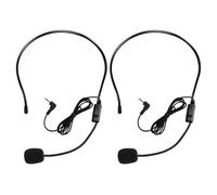 GERUI Pack of 2 Headset Microphone, Mini Wired Headband Microphone, 3.5 mm Head Mounted Microphone, Hands-Free Microphone for Singing, Headset Microphone for Singing, Talking, Teachers, Seniors and