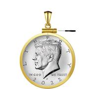 Geruibi 24k Gold Wrapped in 50 Cents Silver Screw Edge 30mm Coin Not Included, Sterling Silver, No Gem