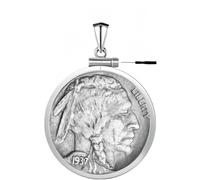 Geruibi Sterling Silver 5 Cent Border Buffalo Nickel Trim Screw Back Coin Trim Fits 21.22mm Diameter 2mm Thickness Coins Not Included