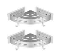 GERUIKE Shower Corner Shelf No Drilling Adhesive Bathroom Shelves Shower Caddy Basket Wall Mounted Shower Storage for Kitchen & Bathroom Organiser