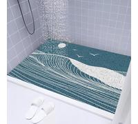 GerUner Soft Shower Mat non slip 45x80cm - Slate Blue Moonlit Tide Loofah style PVC mat for inside shower - Washable and Quick Drying anti slip suitable for all Wet Surfaces
