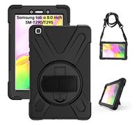Gerutek 360 Rotating Stand Case for Samsung Galaxy Tab a 8.0 2019, Black | SM T290/T295 case, shockproof heavy duty case, with Hand strap,shoulder strap armoured protective shell