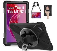 Gerutek Case for Lenovo Idea Tab 11 2025/ M11/ K11 Gen 2, Heavy Duty Shockproof Rugged Cover with 360° Rotating Stand & Hand Strap, Shoulder Strap, Durable Protective Shell for Xiaoxin Pad 11, Black