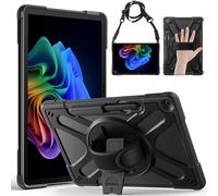 Gerutek Case for Microsoft Surface Pro 12 2025, Heavy Duty Shockproof Rugged Cover with 360° Rotating Stand & Hand Strap, Drop Proof Armor Shell with Pen Holder, Compatible with Type Keyboard, Black
