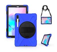 Gerutek Case for Samsung Galaxy Tab S6 10.5 inch 2019, SM-T860/SM-T865 Heavy Duty Shockproof Rugged Tough Case with 360 Rotating Stand, Hand/Shoulder Strap Protective Cover for Samsung Tab S6, Blue