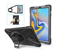 Gerutek for Samsung Galaxy Tab A 10.5" 2018 SM-T590/T595 Case Shockproof with 360 Rotating Stand, Hand/Shoulder Strap Drop Protection Cover, Heavy Duty Rugged Case for Galaxy Tab A6 10.1, Black