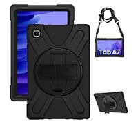 Gerutek for Samsung Galaxy Tab A7 10.4" Case 2022/2020, SM-T500/T503/T505/T507 Heavy Duty Shockproof Rugged Tablet A7 Case with 360 Rotatable kickstand/Hand Strap Cover for Galaxy Tab A7, Black