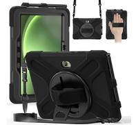 Gerutek for Samsung Galaxy Tab Active 5 Pro/Active 4 Pro 10.1 inch Rugged Case, Heavy Duty Shockproof Protective Case with Pencil Holder, 360 Rotating Stand & Hand/Shoulder Strap, Black