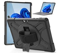 Gerutek Rugged Case for Microsoft Surface Go 4/3/2/Go 10.5 inch, Shockproof Heavy Duty Protective Cover with 360 Rotating Kickstand & Hand Strap, Compatible with Type Keyboard, Black
