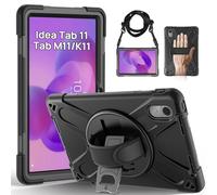 Gerutek Shockproof Case for Lenovo Idea Tab 11/M11 with 360° Stand, Black | Tab K11 Gen 2/Moto Pad 2026 Rugged Cover, with Rotating hand strap, shoulder strap,durable protective shell