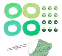 GeryVtee Cord Lock Kit Knitting Stitches Holder Barber Cord Stitch Markers Knit Stiches Keeper 36 Pcs Silicone Stitch Holders & 6 Rolls Round Barber Cords for Knitting Projects (Green Style)