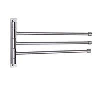GERZWY Bath Towel Holder Swing Out Towel Bar SUS 304 Stainless Steel Bathroom Hand Towel Rack 3-Bar Folding Arm Swivel Hanger Wall Mount Brushed Finish