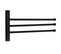 GERZWY Bath Towel Holder Swivel Towel Rail SUS 304 Stainless Steel Bathroom Towel Holder 3 Bars Folding Arm Swivel Bracket Wall Mount Matt Black HYG03-BK