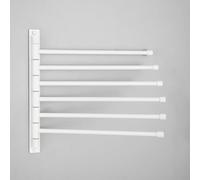 GERZWY Bathroom 6 Arms Swing Arm Towel Bars Wall Mount Bath Towel Rack Hanger Stainless Steel Towel Holder Organizer, White