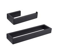 GERZWY Bathroom Accessory 2-Piece Set SUS 304 Stainless Steel Toilet Paper Holder Towel Ring Wall Mount, Matte Black