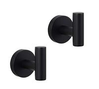GERZWY Bathroom Matte Black Coat Hook SUS 304 Stainless Steel Single Towel/Robe Clothes Hook for Bath Kitchen Contemporary Hotel Style Wall Mounted 2 Pack AG1107B-BK