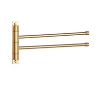 GERZWY Bathroom Swing Arm Towel Bars 2-Arm Wall Mount Stainless Steel Bath Towel Rack Hanger Towel Holder Organizer Gold Finished HYG02-BE