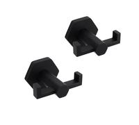 GERZWY Matte Black Coat/Robe Clothes Hook for Bath Kitchen Modern Hotel Style, Stainless Steel Bathroom Double Towel Hook Wall Mounted 2 Pack