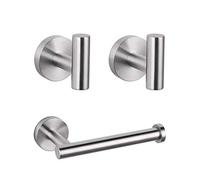 GERZWY Modern 3-Piece Bathroom Hardware Set Toilet Paper Holder and 2X Towel Hook Wall Mounted Brushed SUS 304 Stainless Steel