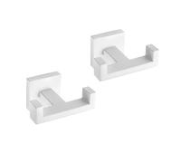 GERZWY Stainless Steel Double Towel Hook Heavy Duty Wall Mounted Robe Coat Hook for Bathroom 2 Pack, White