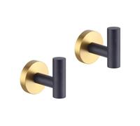 GERZWY Stainless Steel Towel Hook Robe Hook Coat Hook Heavy Duty Wall Mounted Luxury Hooks for Bathroom Hotel 2 Pack (Black & Gold)