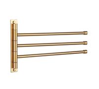 GERZWY SUS 304 Stainless Steel Bathroom Hand Towel Rack 3-Bar Folding Arm Swivel Hanger Bath Towel Holder Swing Out Towel Bar Wall Mount Gold Finished HYG03-BE