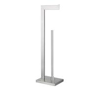 GERZWY Toilet Paper Holder Free Standing with Reserve, SUS 304 Stainless Steel Lavatory Tissue Roll Holder Floor Stand Storage Brushed Finish DZY004-LS